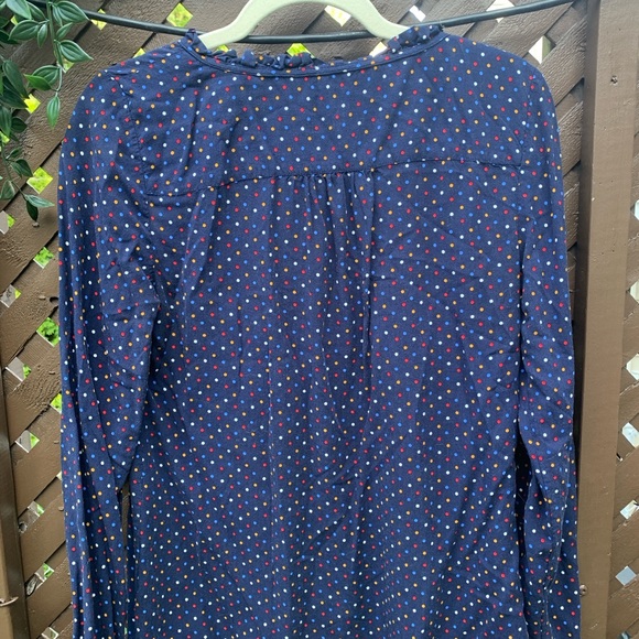 Talbots Navy Top with Multicolor Dots - Picture 3 of 4